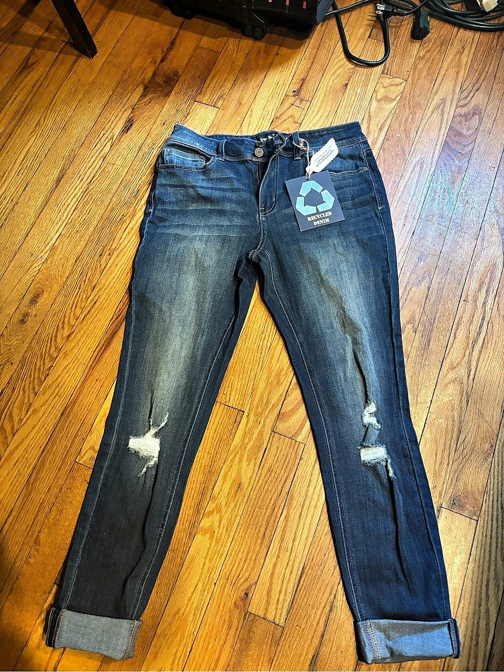 Indigo Rein Recycled Denim Mid Rise Ankle Jeans Blue Waist 13/30